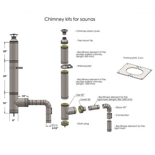 Chimney WITH ELBOW for Out the Side (No T)